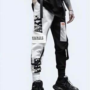 Nev Studios Black and White Graphic Cargo Pants
